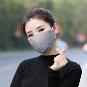 韩版秋冬季网红蕾丝双层露鼻版型加大遮脸可伸缩挂绳口罩保暖透气