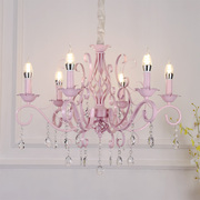 美式田园卧室灯婚房创意，温馨浪漫粉色公主，女孩儿童房水晶客厅吊灯