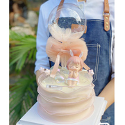烘焙波波球蛋糕装饰网纱蕾丝蓬蓬纱羽毛透明球插件生日派对气球
