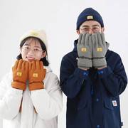 。儿童滑雪手套男女冬可爱加绒加厚保暖防风防寒五指学生大中童骑