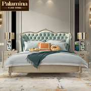 美式轻奢真皮床欧式实木床法式1.8米婚床现代主卧简欧1.5米床定制
