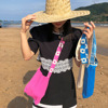 秋冬韩国小众设计设褶皱针织，包糖果(包糖果)色斜跨女包可调节日式出游女包