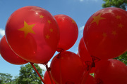 10.1国庆节红色印字气球装饰商场店铺十一场景布置庆典用品