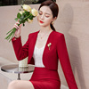 红色短款小西装外套，女小个子上衣，韩版时尚修身西服套装春秋季