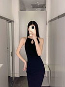 极简修身版型圆领镂空无袖黑色，长裙法式气质24夏季新通勤(新通勤)女连衣裙