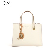 欧米omi牛皮包包2023时尚，通勤ol手提包，高级纯色方形真皮女包