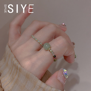siyue新中式彩色小碧玺水晶，串珠戒指国风叠戴夏天多巴胺食指戒