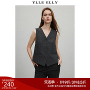 ylleelly纯色西装马甲秋装单排扣显瘦v领复古马夹外套女