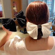 韩版蕾丝发圈扎马尾头绳气质甜美少女黑色大蝴蝶结发夹顶夹弹簧夹