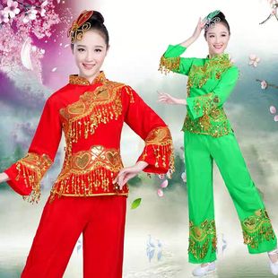 2024成人长袖东北秧歌服女装胶州舞蹈演出腰鼓服装广场舞服装