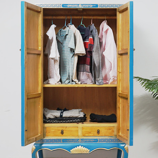 中式家用c卧室香樟木衣柜实木衣橱藏式大容量手绘储物高柜立柜定