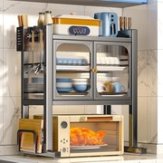 厨房微波炉置物架烤箱架子多功能碗碟，筷收纳架家用台面小碗柜