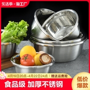 食品级304不锈钢盆加厚家用厨房，烘焙和面洗菜特大盆子201汤盆圆形