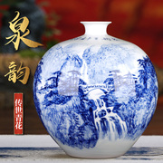 景德镇陶瓷器名家手绘青花瓷花瓶，摆件客厅插花中式家居玄关装饰品
