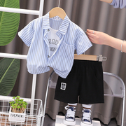 男宝宝夏装套装1帅气潮童装，2岁男童衬衫，3小儿童短袖夏季婴儿衣服4