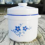 传统炖盅双盖双耳陶瓷蓝梅花单人一位小汤盅养生隔水炖罐餐厅