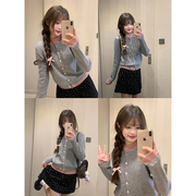 yukixiaoshu自制假两件拼接长袖针织衫，韩系甜美撞色毛衣