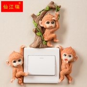 萌猴3d双开关贴墙贴保护套立体客厅卧室家用树脂创意个性猴子装饰