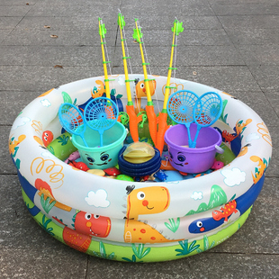 儿童益智钓鱼玩具池套装小猫，磁性鱼广场，小孩戏水宝宝钓鱼1-3-6岁