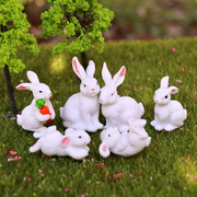 可爱小白兔子集合公仔，摆件仿真动物水族，微景观多肉植物花盆装饰品