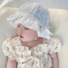 女宝宝渔夫帽夏季透气纯棉，韩版婴儿太阳帽，可爱公主花边遮阳盆帽春