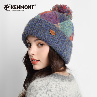 kenmont卡蒙秋冬帽，子女针织帽大头围加厚彩色，毛线帽韩版翻边