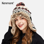 卡蒙日系甜美加厚保暖护耳可爱毛线帽女秋冬季户外加绒护脸针织帽