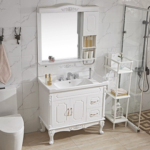 卫浴柜pvc浴室柜落地式现代简约卫生间洗脸盆防水洗手盆，柜组合60c