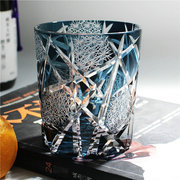 日式江户切子水晶，玻璃杯威士忌酒杯，家用装饰送礼手工刻花工艺