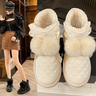 雪地靴女2023年冬季学生棉鞋女加绒加厚短筒棉靴皮毛一体冬靴