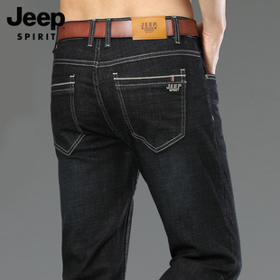 Jeep吉普牛仔裤男夏天薄款直筒宽松长裤男士黑色休闲裤子夏季男裤