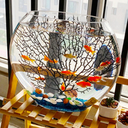 超白扁形椭圆形客厅玄关金，鱼缸创意热带鱼桌面，迷你小型玻璃斗鱼缸