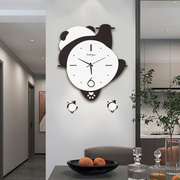 家庭熊猫创意挂钟时钟壁灯客厅时尚挂墙客厅餐厅静音发光摇摆挂钟