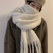 马海毛围巾男女冬季韩版高级感2022加厚保暖纯色围脖披肩学生