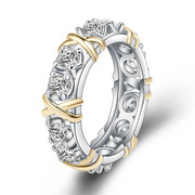 欧美饰品欧美镀金分色镶嵌锆石，戒指时尚女戒钻石戒指