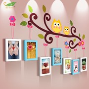 实木挂墙相框墙贴创意免费打印相片墙宝宝7寸儿童照片墙相框组合