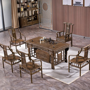 鸡翅木茶桌椅组合中式实木红木C家具台长方形茶几泡茶仿古桌功夫
