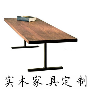 美式老松木工作台家用画桌实木做旧餐桌复古办公电脑桌简约书桌