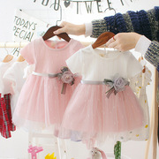 1岁女宝宝裙子2小童婴儿小女孩韩版短袖蓬蓬网纱公主裙夏季连衣裙