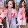 韩国女童双面呢大衣秋冬季洋气，公主粉色羊绒大衣，儿童羊毛呢子外套