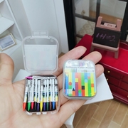 ob11微缩迷你盒装彩色蜡笔，12色画笔12分8分娃娃，屋配件文具模型