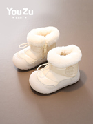 宝宝短靴韩版软底加绒保暖百搭冬季1一3半学步鞋女婴儿男小童棉鞋