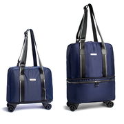 桃心旅行牛津布单肩手提包防水轻便行李箱，登机可扩充带轮子袋
