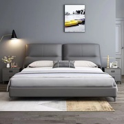 双虎家私轻奢极简真皮，床现代简约小户型，主卧大床1.8米软床北