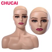 白皮肤(白皮肤)欧美半身，女模特模型头展示假发，模特头头模道具假人头支架