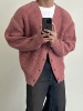 韩风时髦烟灰粉针织，软糯毛衣开衫男秋冬长袖，加厚纯色毛线外套