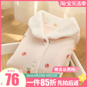 女童睡衣秋冬纯棉空气，棉儿童家居服女孩，冬季三层加厚保暖两件套装