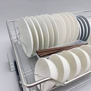 304厨房橱柜拉篮不锈钢，单层缓冲抽屉式碗篮，厨柜调味收纳碗架内置