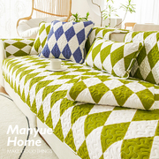 m.life北欧全棉沙发垫坐垫纯棉四季防滑沙发套罩盖，巾几何线条座垫