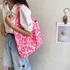 小众质感韩版帆布包粉色豹纹托特包大容量单肩包女包包2021潮